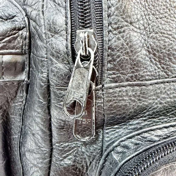 Wilsons Leather Rucksack Black Pebbled Leather Multi Pocket Travel Academia - Picture 12 of 13